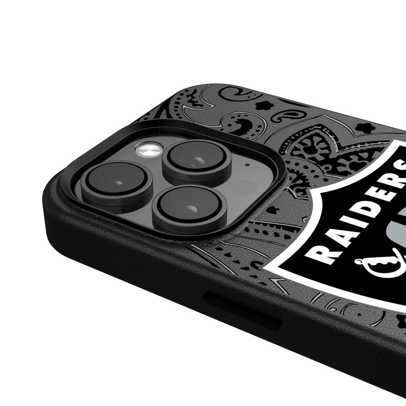 Las Vegas Raiders Paisley iPhone Magnetic Phone Case Detail.Jpg