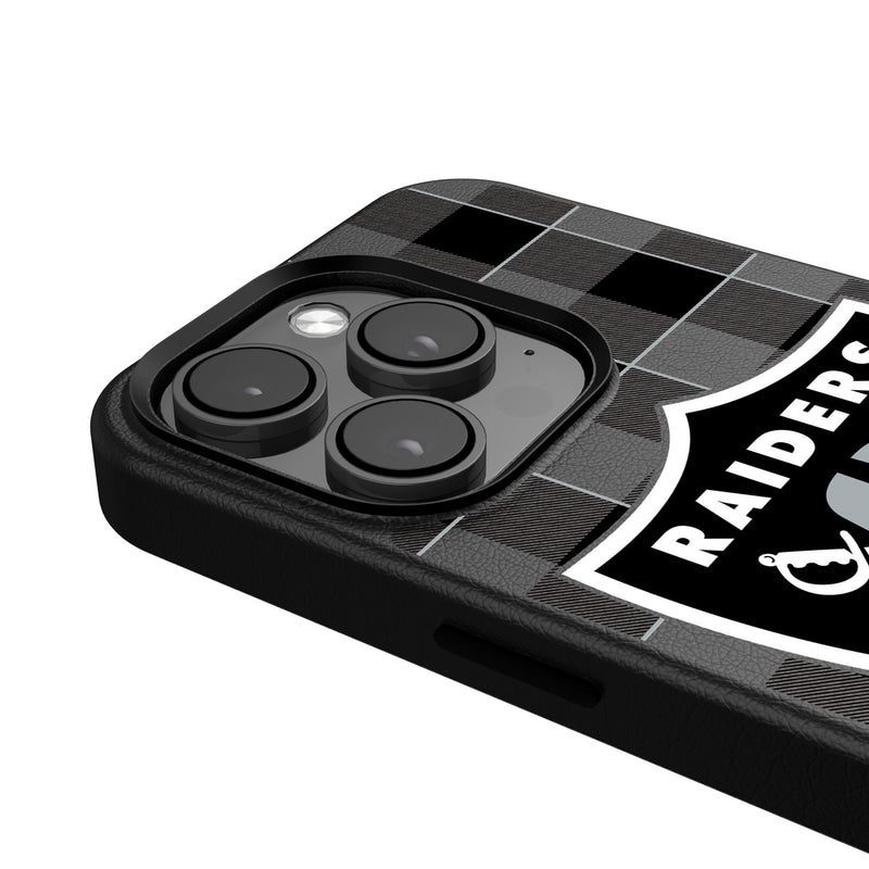 Las Vegas Raiders Plaid iPhone MagSafe Compatible Phone Case Detail.Jpg