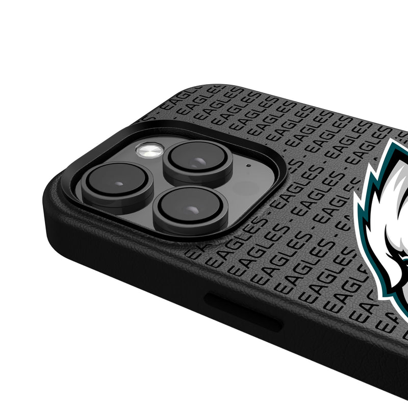 Philadelphia Eagles Text Backdrop iPhone MagSafe Compatible Phone Case Detail.Jpg