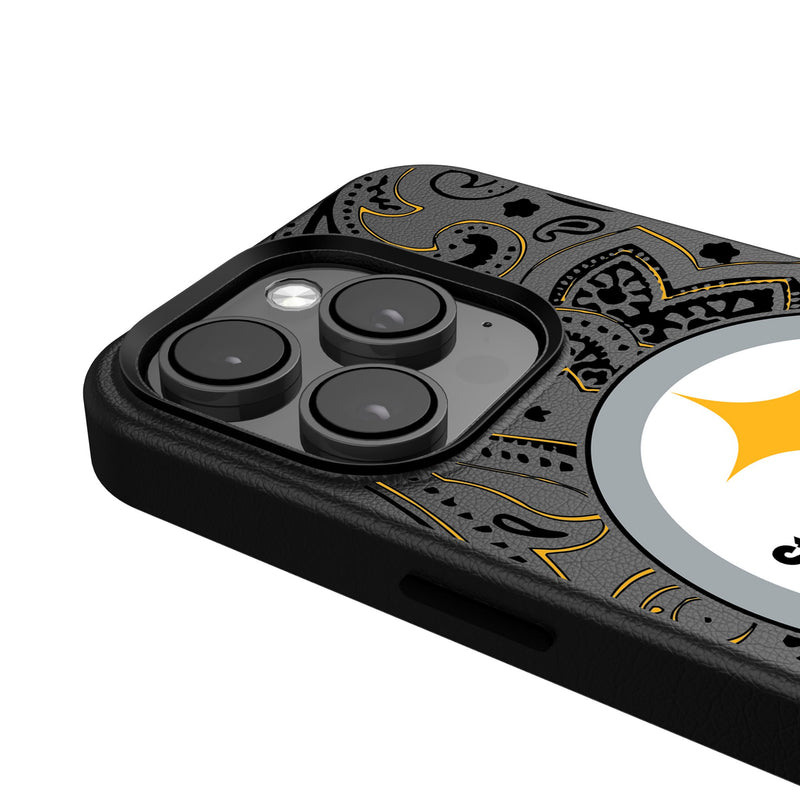 Pittsburgh Steelers Paisley iPhone Magnetic Phone Case Detail.Jpg