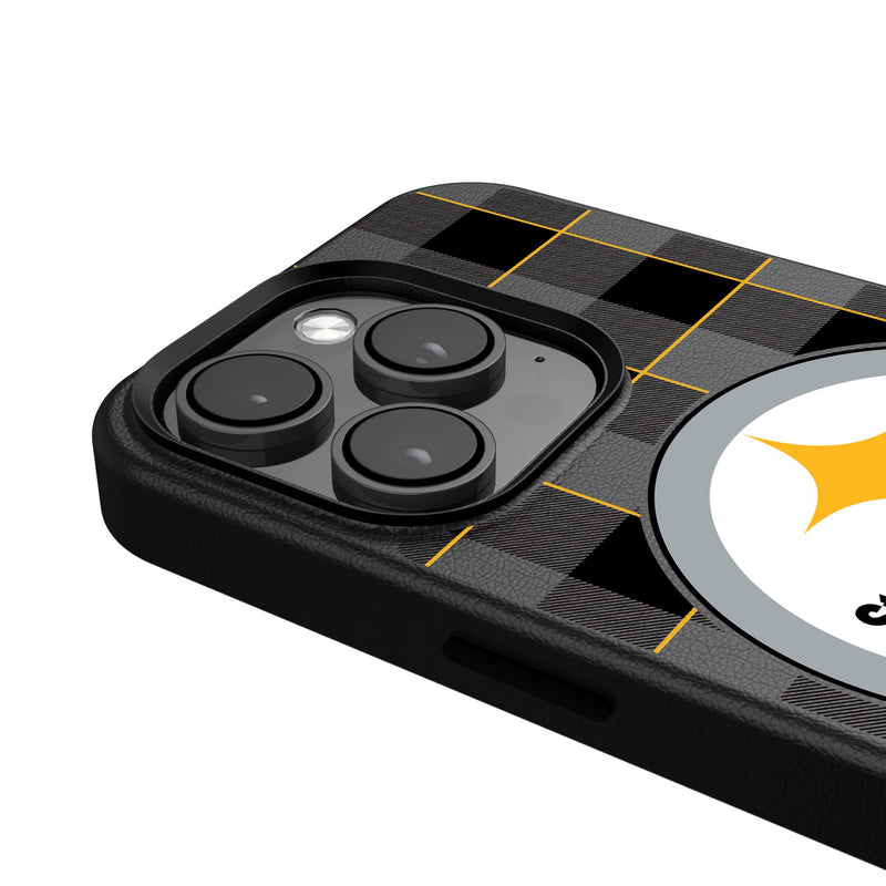 Pittsburgh Steelers Plaid iPhone MagSafe Compatible Phone Case Detail.Jpg