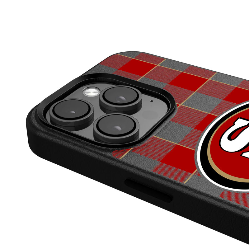 San Francisco 49ers Plaid iPhone Magnetic Phone Case Detail.Jpg