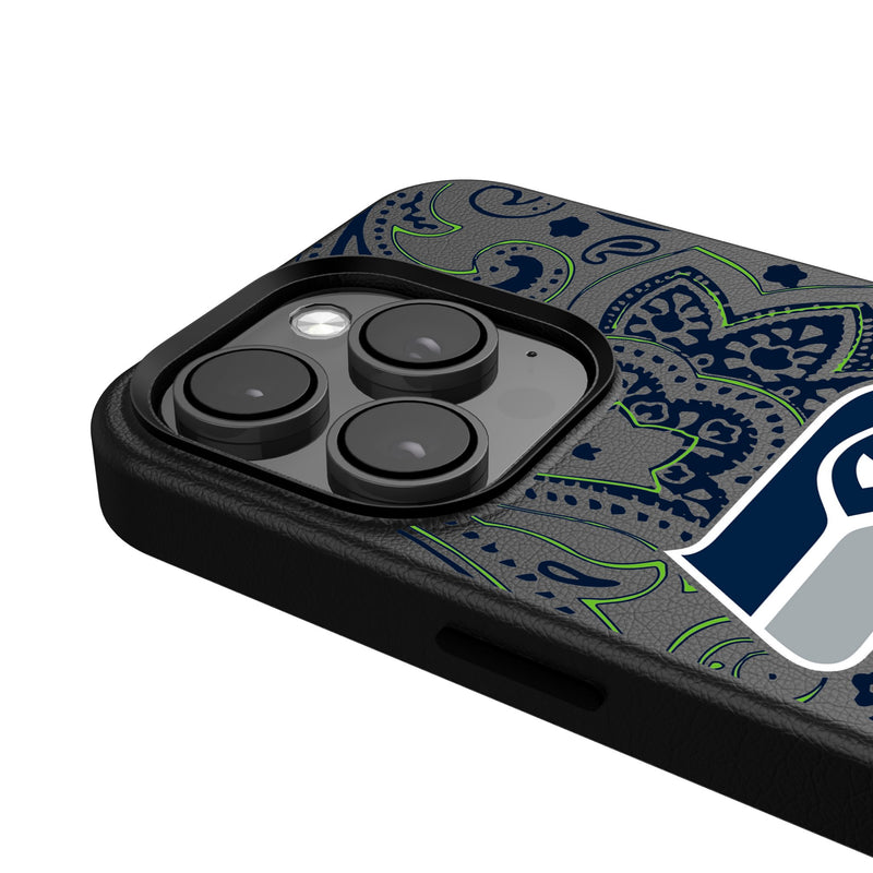 Seattle Seahawks Paisley iPhone Magnetic Phone Case Detail.Jpg