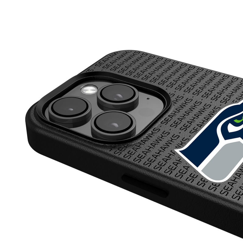 Seattle Seahawks Text Backdrop iPhone MagSafe Compatible Phone Case Detail.Jpg