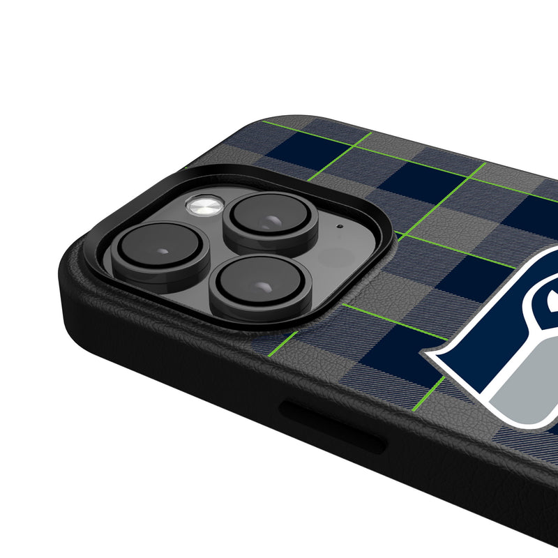 Seattle Seahawks Plaid iPhone Magnetic Phone Case Detail.Jpg