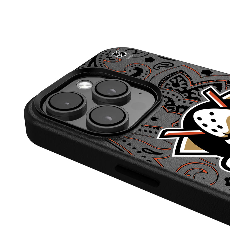 Anaheim Ducks Paisley iPhone MagSafe Compatible Phone Case Detail.Jpg