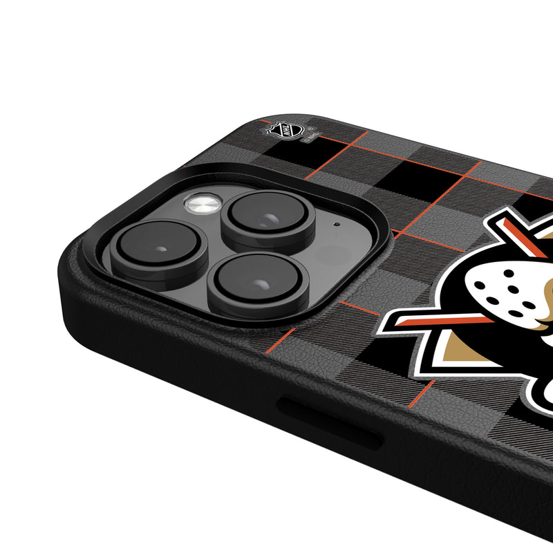 Anaheim Ducks Plaid iPhone MagSafe Compatible Phone Case Detail.Jpg