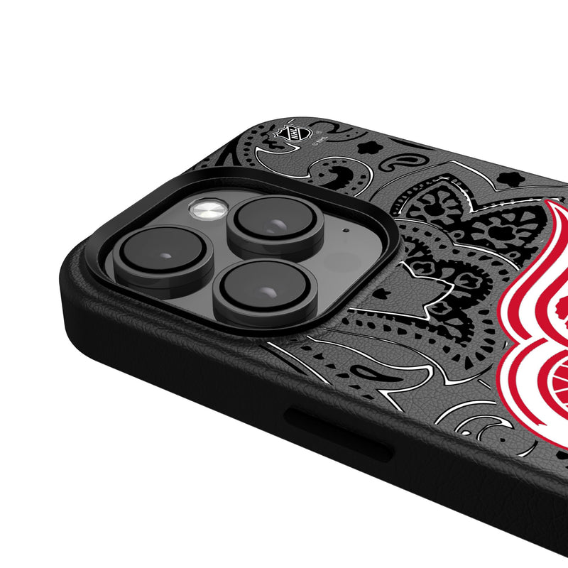 Detroit Red Wings Paisley iPhone MagSafe Compatible Phone Case Detail.Jpg