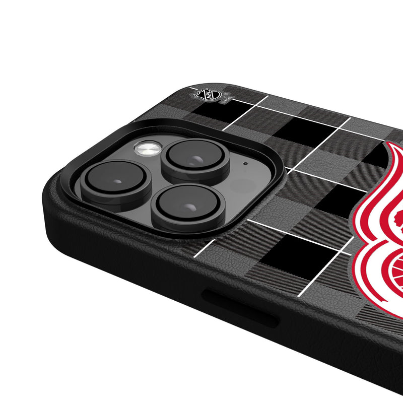 Detroit Red Wings Plaid iPhone MagSafe Compatible Phone Case Detail.Jpg