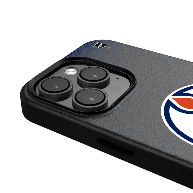 Edmonton Oilers Linen iPhone MagSafe Compatible Phone Case Detail.Jpg