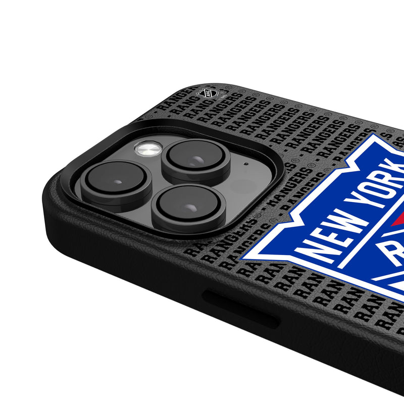 New York Rangers Text Backdrop iPhone MagSafe Compatible Phone Case Detail.Jpg