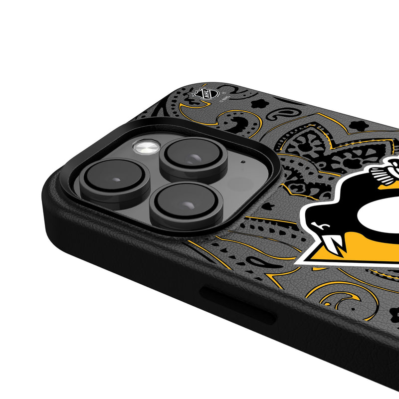 Pittsburgh Penguins Paisley iPhone MagSafe Compatible Phone Case Detail.Jpg