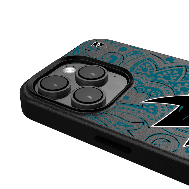 San Jose Sharks Paisley iPhone MagSafe Compatible Phone Case Detail.Jpg