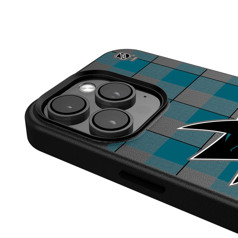 San Jose Sharks Plaid iPhone MagSafe Compatible Phone Case Detail.Jpg