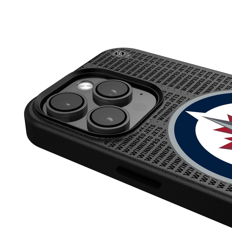 Winnipeg Jets Text Backdrop iPhone MagSafe Compatible Phone Case Detail.Jpg