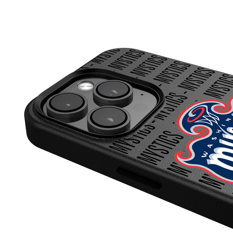 Washington Mystics Text Backdrop iPhone MagSafe Compatible Phone Case Detail.Jpg