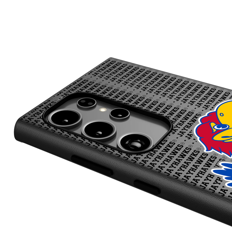 University of Kansas Jayhawks Text Backdrop Galaxy MagSafe Compatible Phone Case Detail.Jpg