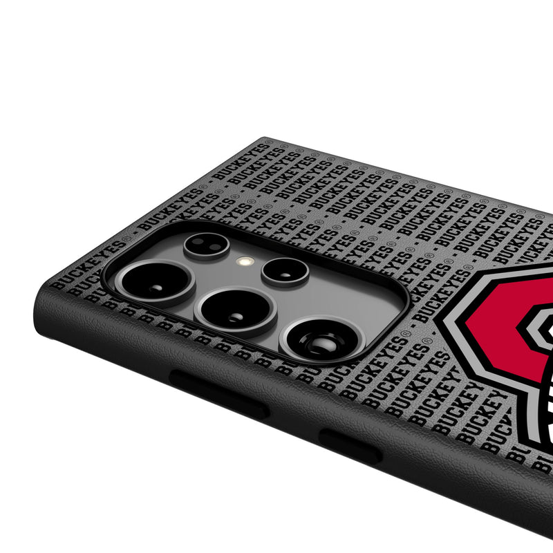 Ohio State University Buckeyes Text Backdrop Galaxy MagSafe Compatible Phone Case Detail.Jpg