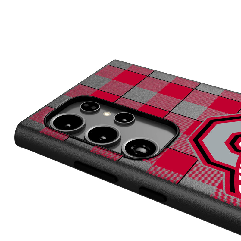 Ohio State University Buckeyes Plaid Galaxy MagSafe Compatible Phone Case Detail.Jpg