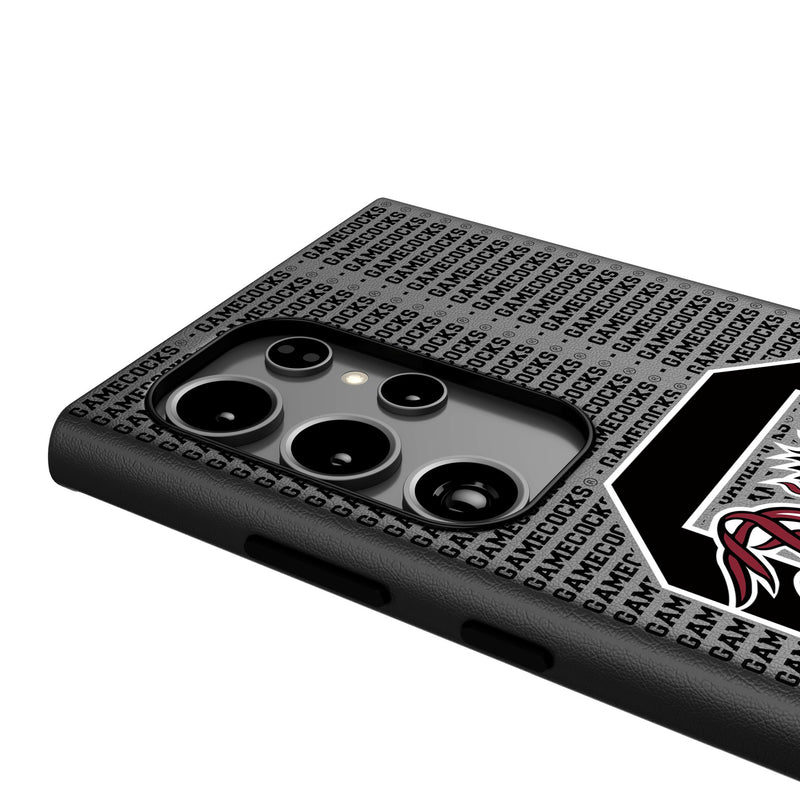 University of South Carolina Gamecocks Text Backdrop Galaxy MagSafe Compatible Phone Case Detail.Jpg