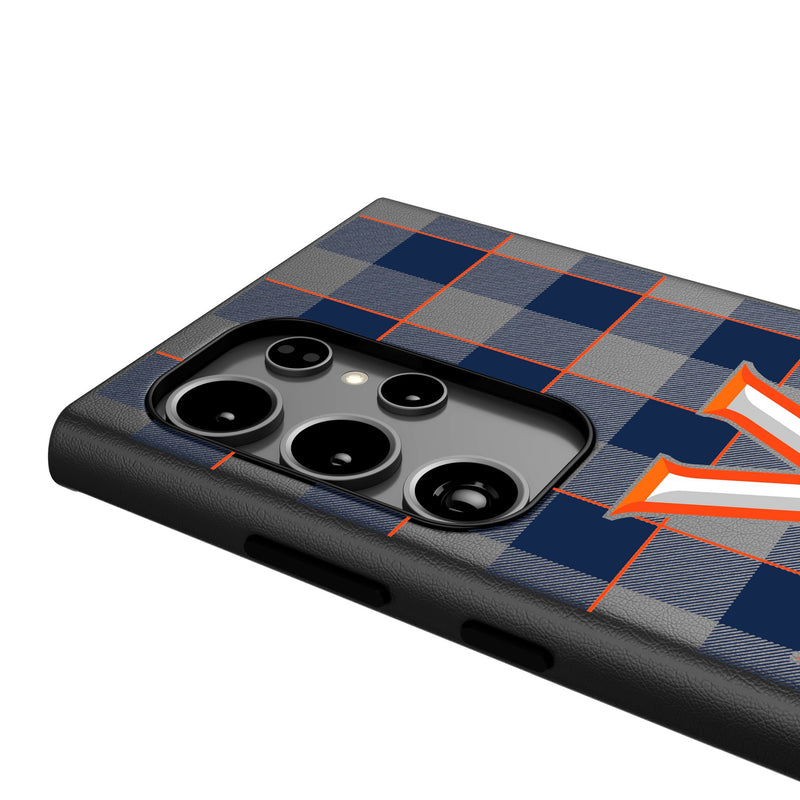 University of Virginia Cavaliers Plaid Galaxy MagSafe Compatible Phone Case Detail.Jpg