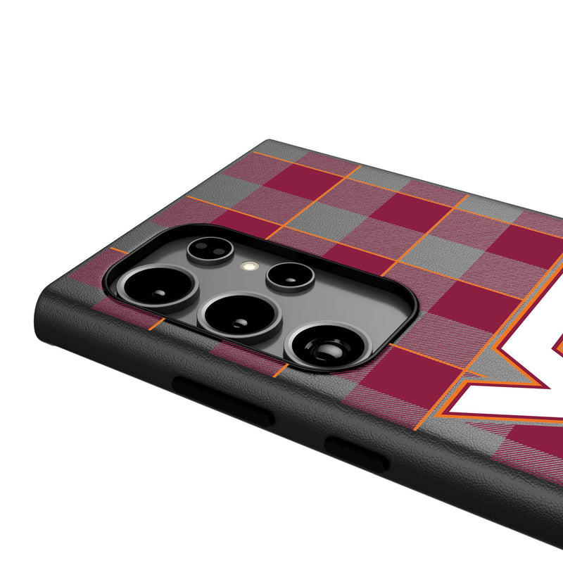 Virginia Tech Hokies Plaid Galaxy MagSafe Compatible Phone Case Detail.Jpg