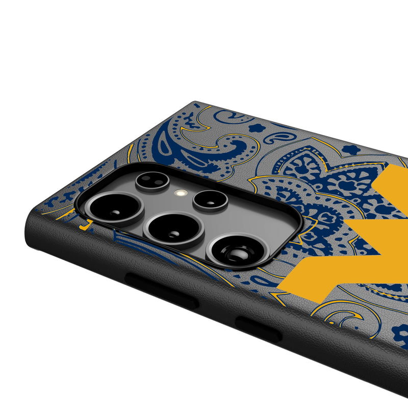 West Virginia University Mountaineers Paisley Galaxy MagSafe Compatible Phone Case Detail.Jpg