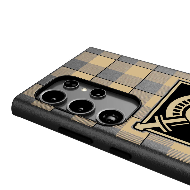 United States Military Academy Black Knights Plaid Galaxy MagSafe Compatible Phone Case Detail.Jpg