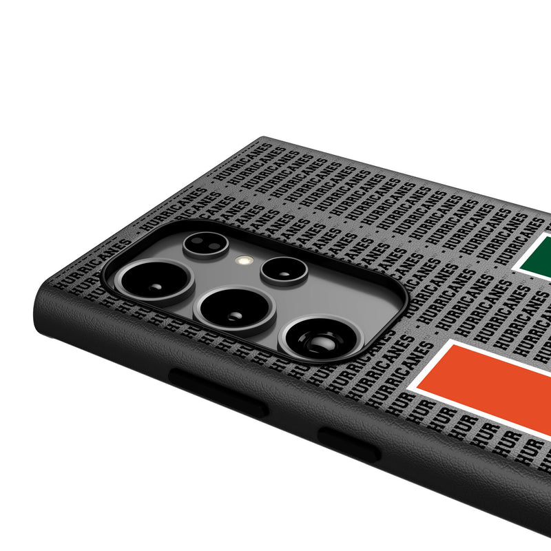 University of Miami Hurricanes Text Backdrop Galaxy MagSafe Compatible Phone Case Detail.Jpg