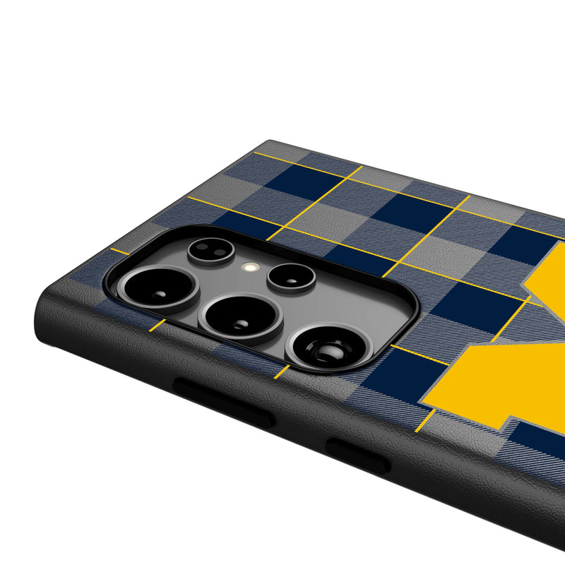 University of Michigan Wolverines Plaid Galaxy MagSafe Compatible Phone Case Detail.Jpg