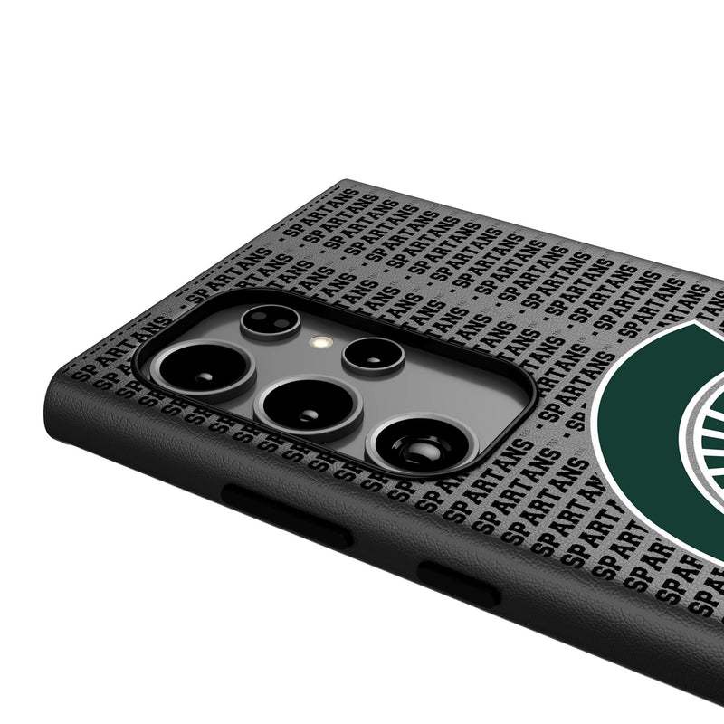 Michigan State University Spartans Text Backdrop Galaxy MagSafe Compatible Phone Case Detail.Jpg