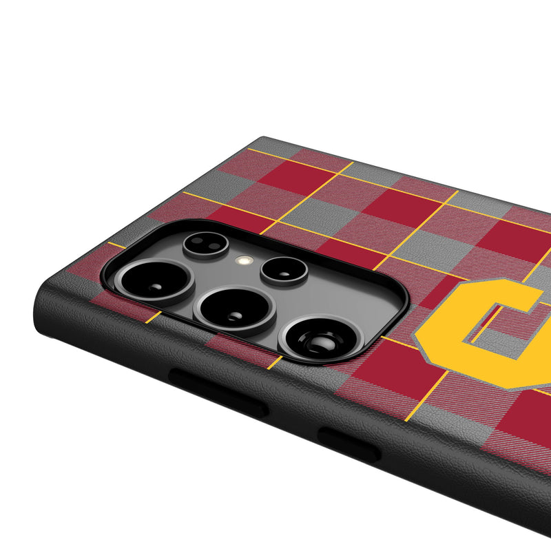 University of Southern California Trojans Plaid Galaxy MagSafe Compatible Phone Case Detail.Jpg