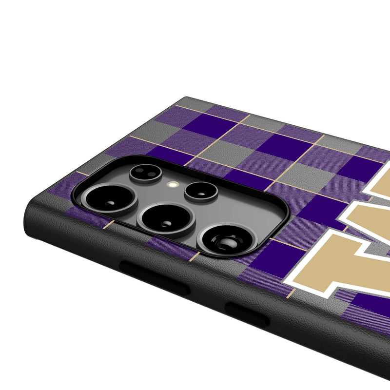 University of Washington Huskies Plaid Galaxy MagSafe Compatible Phone Case Detail.Jpg