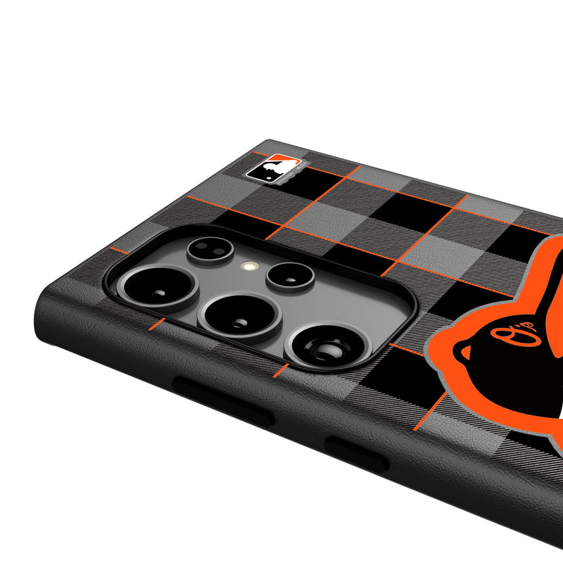 Baltimore Orioles Plaid Galaxy MagSafe Compatible Phone Case Detail.Jpg