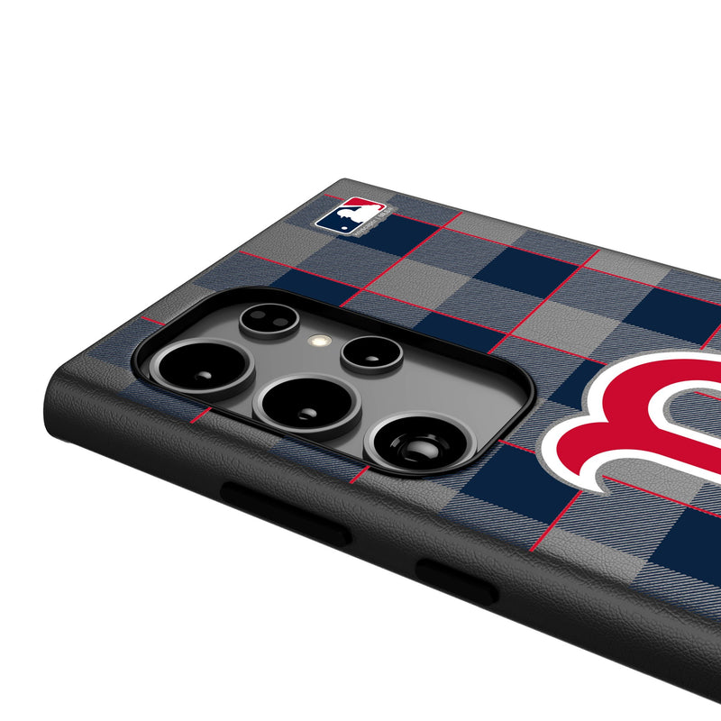 Boston Red Sox Plaid Galaxy MagSafe Compatible Phone Case Detail.Jpg