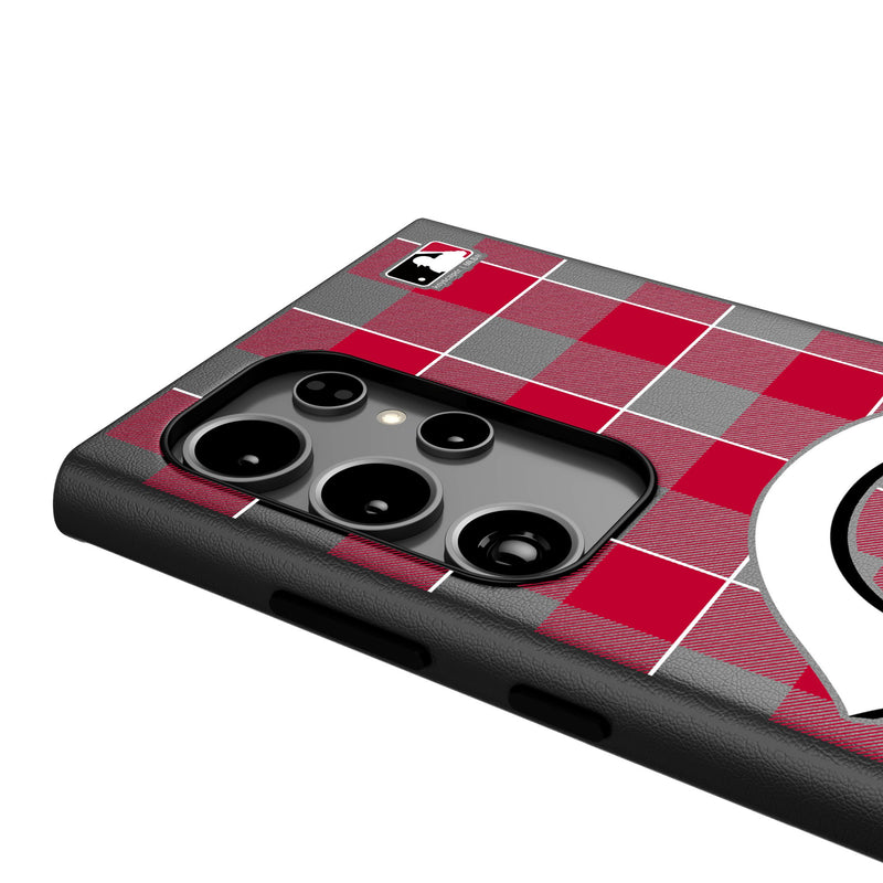 Cincinnati Reds Plaid Galaxy MagSafe Compatible Phone Case Detail.Jpg