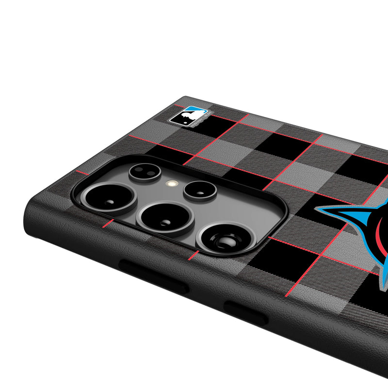 Miami Marlins Plaid Galaxy MagSafe Compatible Phone Case Detail.Jpg