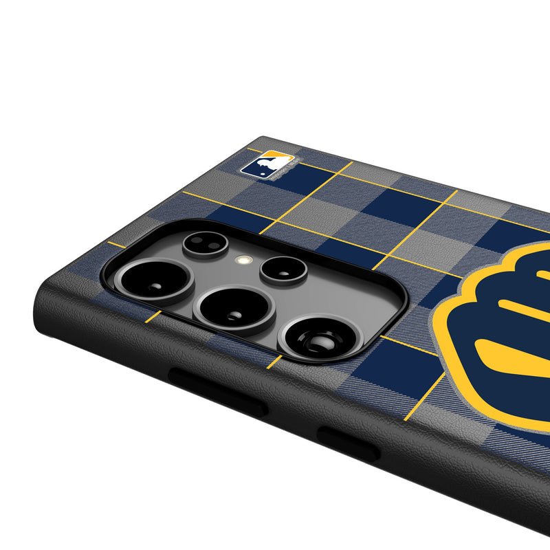 Milwaukee Brewers Plaid Galaxy MagSafe Compatible Phone Case Detail.Jpg