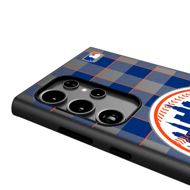 New York Mets Plaid Galaxy MagSafe Compatible Phone Case Detail.Jpg