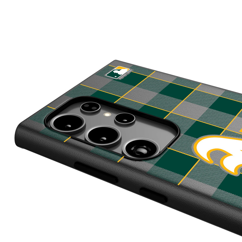 Oakland Athletics Plaid Galaxy MagSafe Compatible Phone Case Detail.Jpg