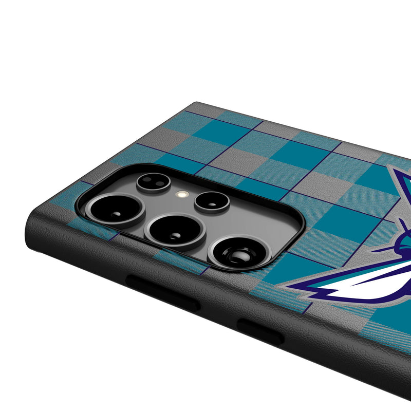 Charlotte Hornets Plaid Galaxy MagSafe Compatible Phone Case Detail.Jpg