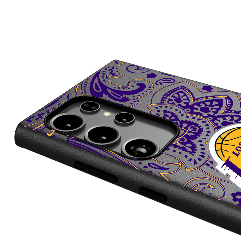 Los Angeles Lakers Paisley Galaxy MagSafe Compatible Phone Case Detail.Jpg