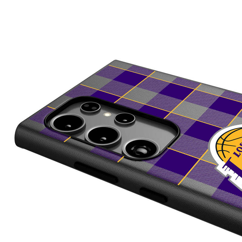 Los Angeles Lakers Plaid Galaxy MagSafe Compatible Phone Case Detail.Jpg