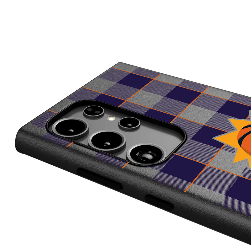 Phoenix Suns Plaid Galaxy MagSafe Compatible Phone Case Detail.Jpg