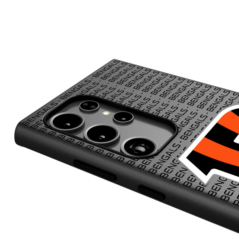 Cincinnati Bengals Text Backdrop Galaxy MagSafe Compatible Phone Case Detail.Jpg