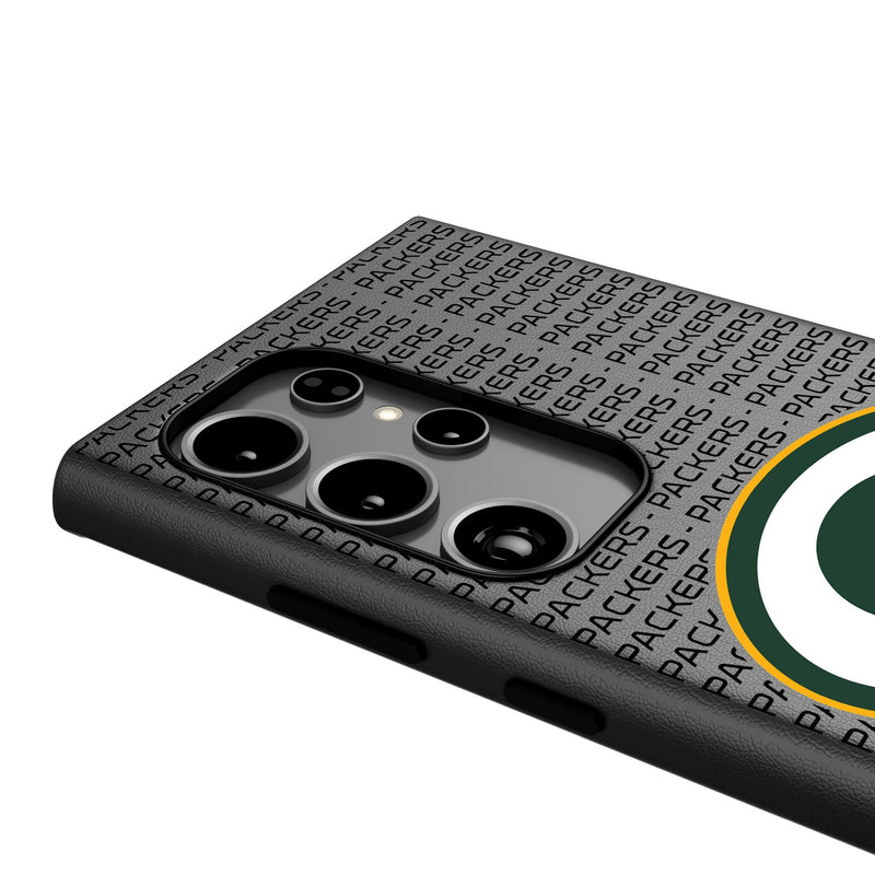 Green Bay Packers Text Backdrop Galaxy MagSafe Compatible Phone Case Detail.Jpg