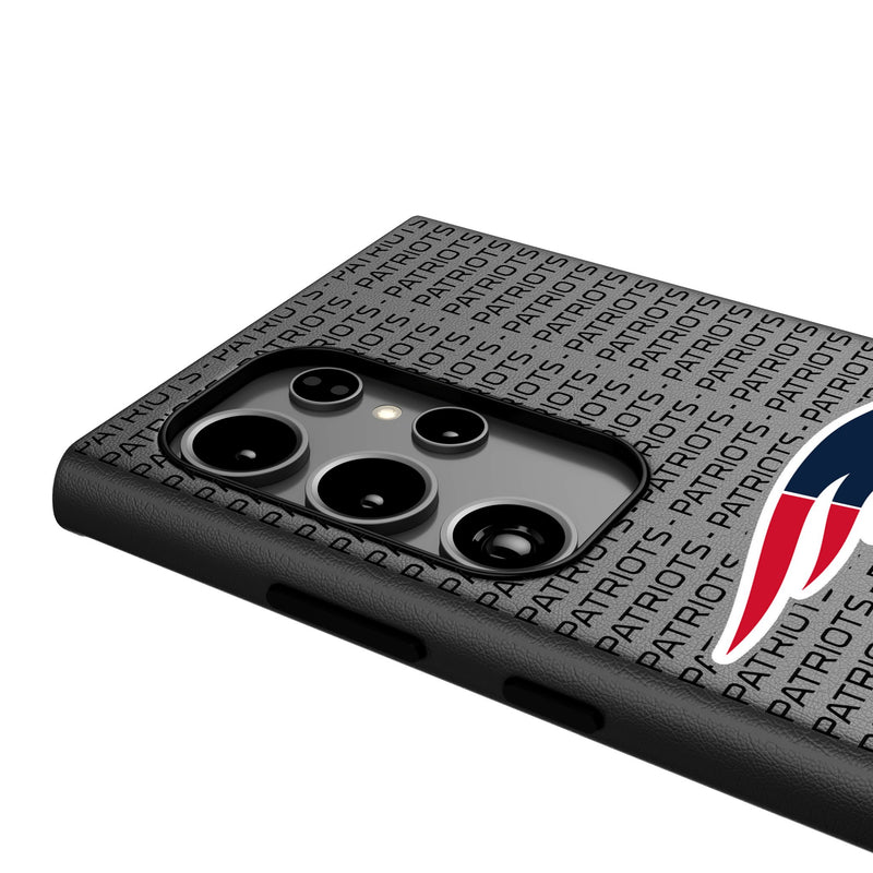 New England Patriots Text Backdrop Galaxy MagSafe Compatible Phone Case Detail.Jpg