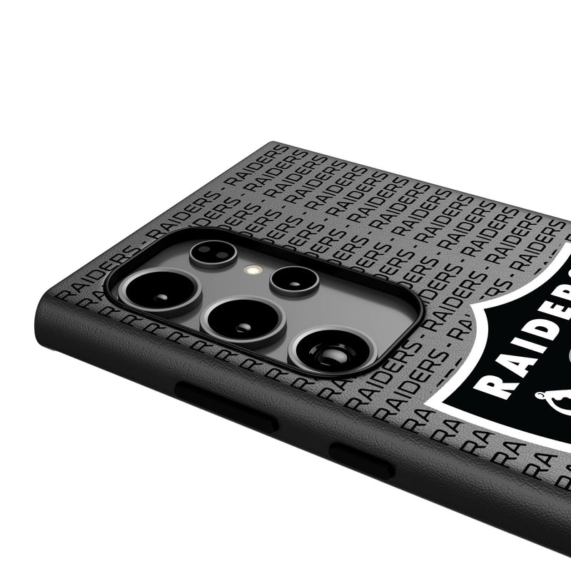 Las Vegas Raiders Text Backdrop Galaxy MagSafe Compatible Phone Case Detail.Jpg