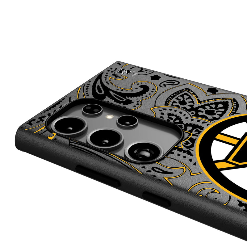 Boston Bruins Paisley Galaxy MagSafe Compatible Phone Case Detail.Jpg