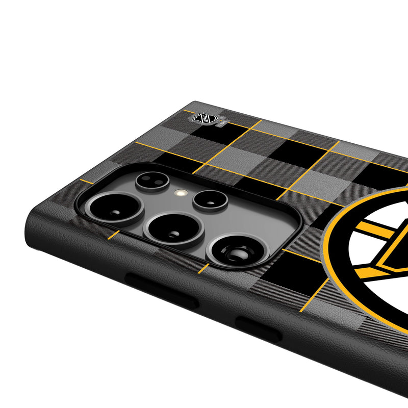 Boston Bruins Plaid Galaxy MagSafe Compatible Phone Case Detail.Jpg